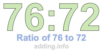 Ratio of 76 to 72 Ratio of 76 to 72