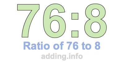 Ratio of 76 to 8 Ratio of 76 to 8
