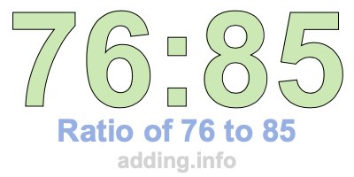 Ratio of 76 to 85