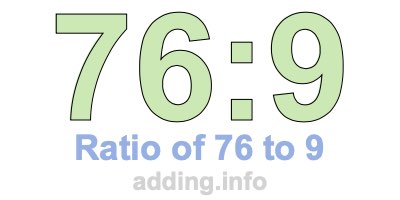 Ratio of 76 to 9 Ratio of 76 to 9