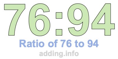 Ratio of 76 to 94 Ratio of 76 to 94