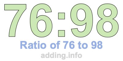 Ratio of 76 to 98 Ratio of 76 to 98