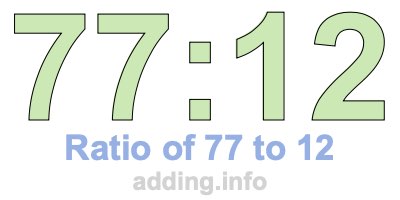 Ratio of 77 to 12 Ratio of 77 to 12