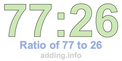 Ratio of 77 to 26 Ratio of 77 to 26