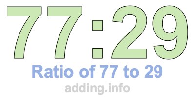 Ratio of 77 to 29 Ratio of 77 to 29