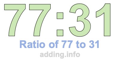Ratio of 77 to 31 Ratio of 77 to 31