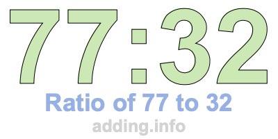 Ratio of 77 to 32 Ratio of 77 to 32