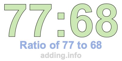 Ratio of 77 to 68 Ratio of 77 to 68