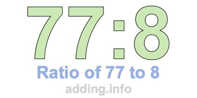 Ratio of 77 to 8 Ratio of 77 to 8