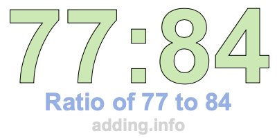 Ratio of 77 to 84