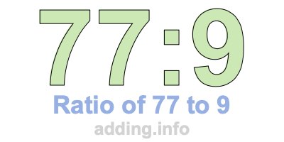 Ratio of 77 to 9 Ratio of 77 to 9