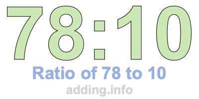 Ratio of 78 to 10 Ratio of 78 to 10