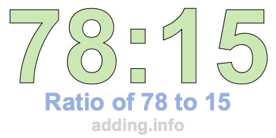 Ratio of 78 to 15 Ratio of 78 to 15