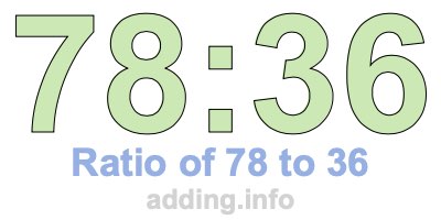Ratio of 78 to 36 Ratio of 78 to 36