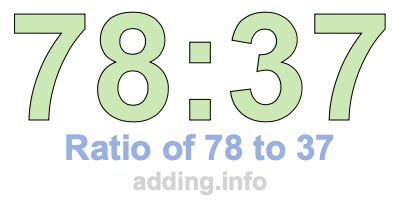 Ratio of 78 to 37 Ratio of 78 to 37
