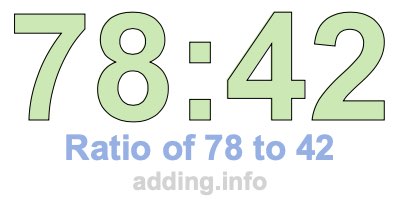 Ratio of 78 to 42 Ratio of 78 to 42