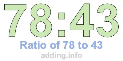 Ratio of 78 to 43 Ratio of 78 to 43