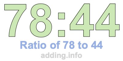 Ratio of 78 to 44 Ratio of 78 to 44