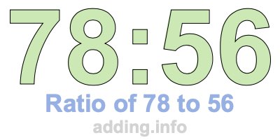 Ratio of 78 to 56 Ratio of 78 to 56