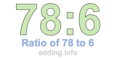 Ratio of 78 to 6 Ratio of 78 to 6