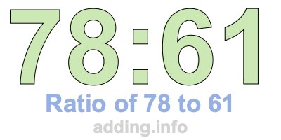 Ratio of 78 to 61 Ratio of 78 to 61