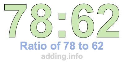 Ratio of 78 to 62 Ratio of 78 to 62