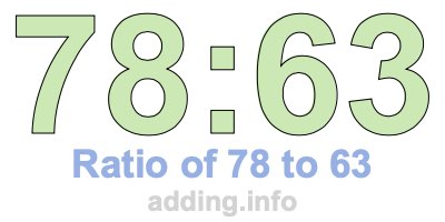 Ratio of 78 to 63 Ratio of 78 to 63