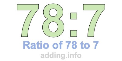 Ratio of 78 to 7 Ratio of 78 to 7