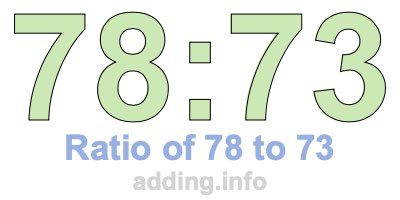 Ratio of 78 to 73 Ratio of 78 to 73