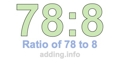 Ratio of 78 to 8 Ratio of 78 to 8