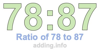 Ratio of 78 to 87 Ratio of 78 to 87
