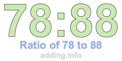 Ratio of 78 to 88 Ratio of 78 to 88