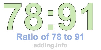 Ratio of 78 to 91 Ratio of 78 to 91