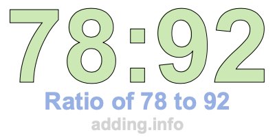 Ratio of 78 to 92 Ratio of 78 to 92