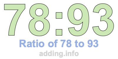Ratio of 78 to 93 Ratio of 78 to 93