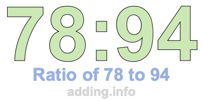 Ratio of 78 to 94 Ratio of 78 to 94
