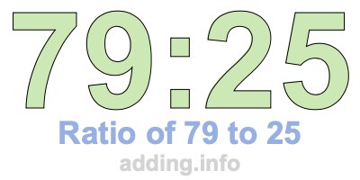 Ratio of 79 to 25 Ratio of 79 to 25