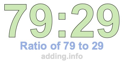 Ratio of 79 to 29 Ratio of 79 to 29