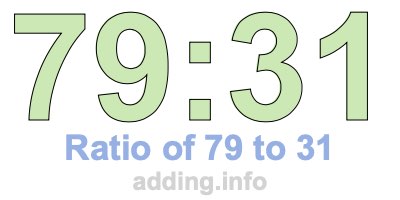 Ratio of 79 to 31 Ratio of 79 to 31