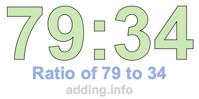 Ratio of 79 to 34 Ratio of 79 to 34