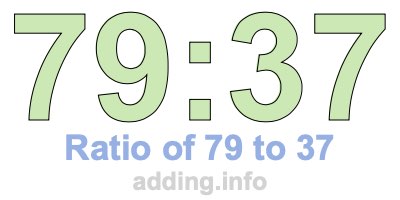 Ratio of 79 to 37 Ratio of 79 to 37