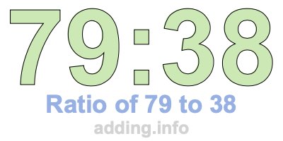 Ratio of 79 to 38 Ratio of 79 to 38