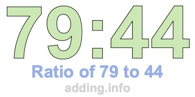 Ratio of 79 to 44