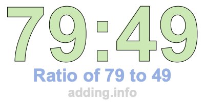 Ratio of 79 to 49