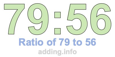 Ratio of 79 to 56 Ratio of 79 to 56