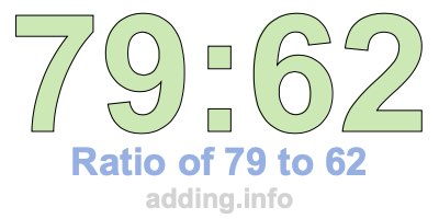Ratio of 79 to 62 Ratio of 79 to 62