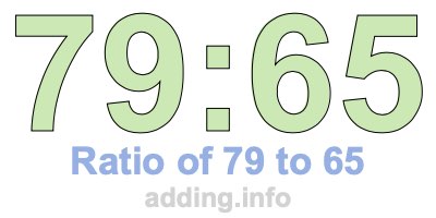 Ratio of 79 to 65 Ratio of 79 to 65