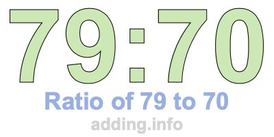 Ratio of 79 to 70 Ratio of 79 to 70