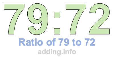 Ratio of 79 to 72 Ratio of 79 to 72