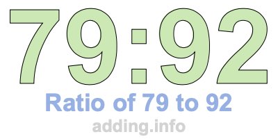 Ratio of 79 to 92 Ratio of 79 to 92